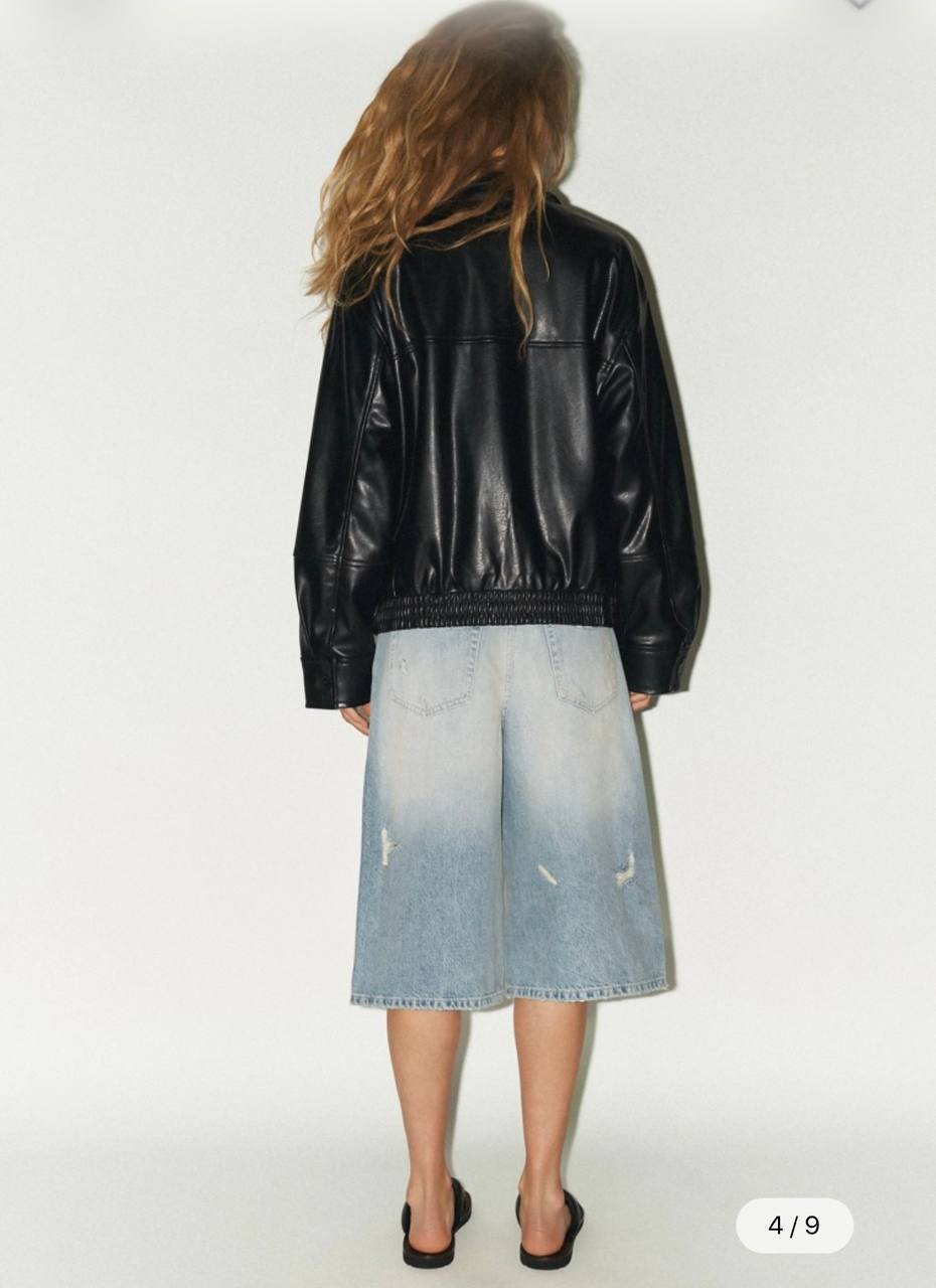 ZARA Oversized бомбер из искусственной кожи, XS