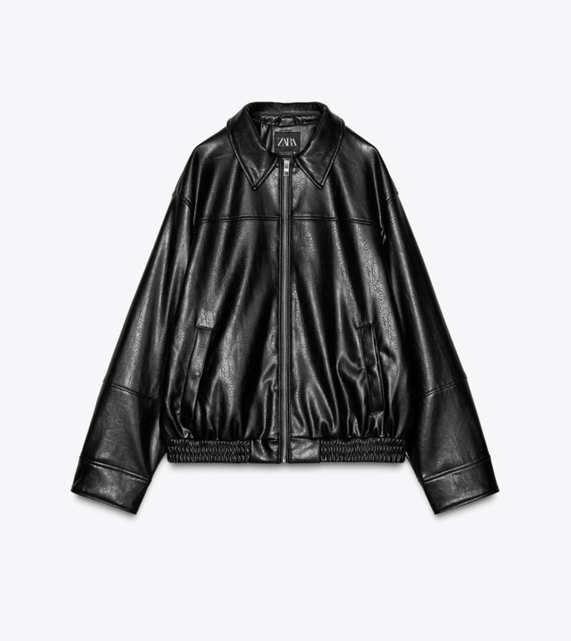 ZARA Oversized бомбер из искусственной кожи, XS