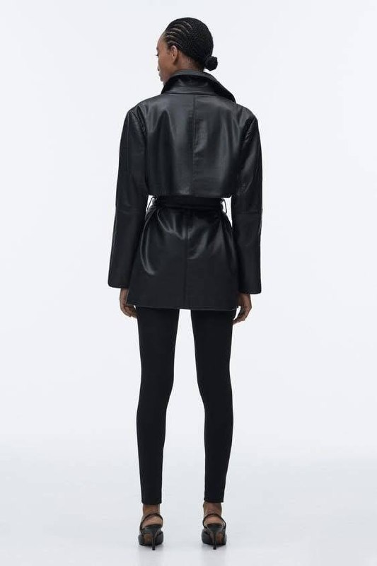 Кожаный тренч Zara, эко-кожа, размер S