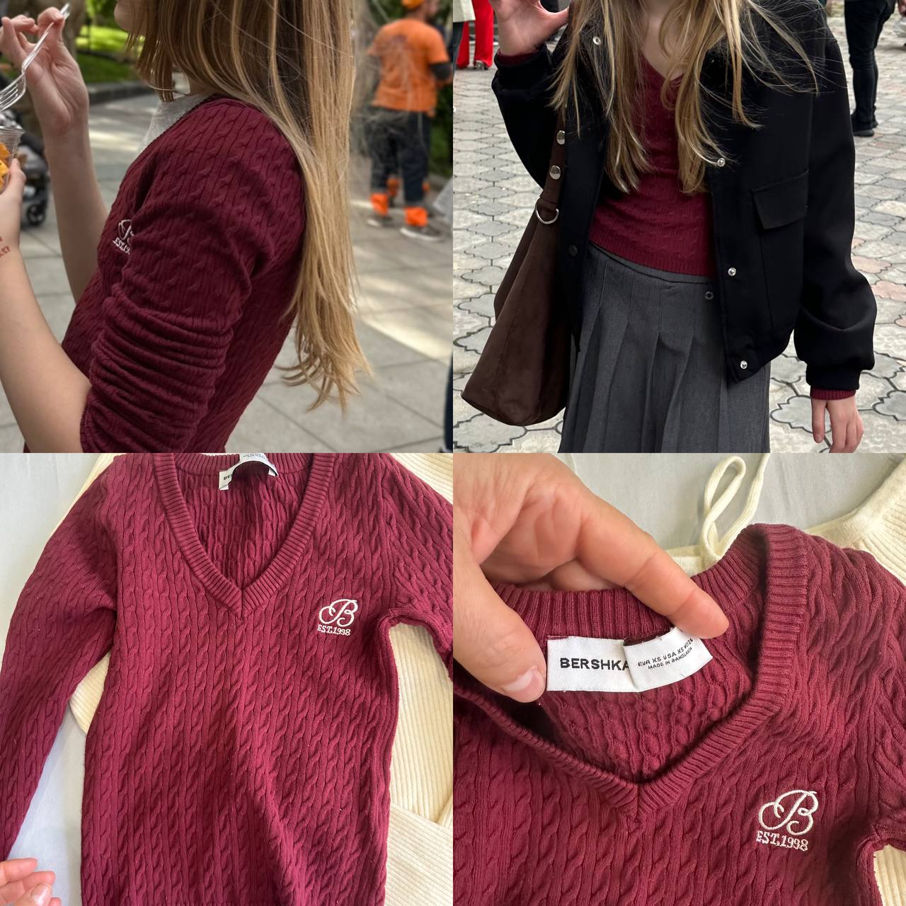 Бордовая кофточка Bershka