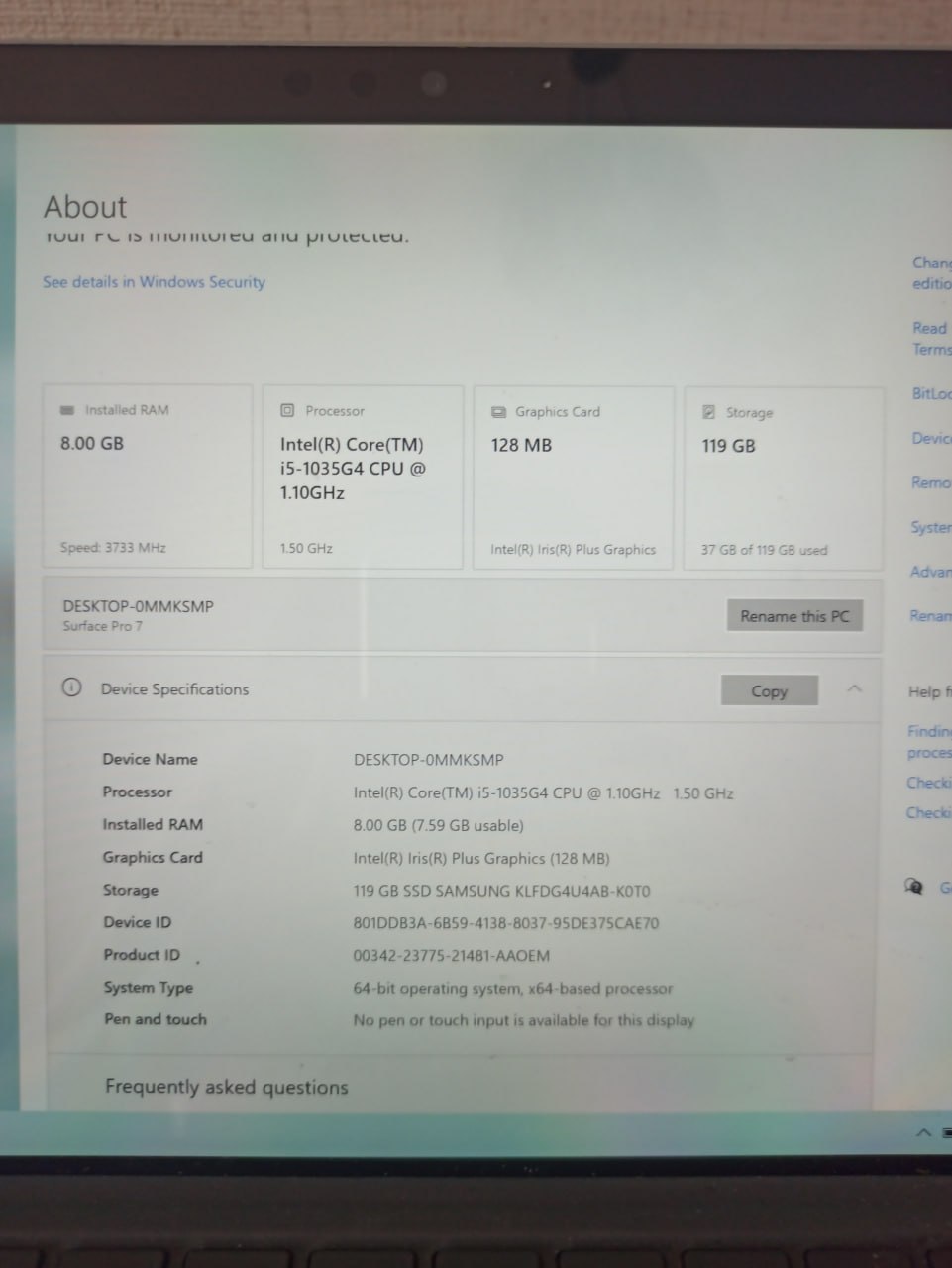 Ноутбук Microsoft Surface Pro 7 (i5-1035G4, 8/128 ГБ) с док-станцией