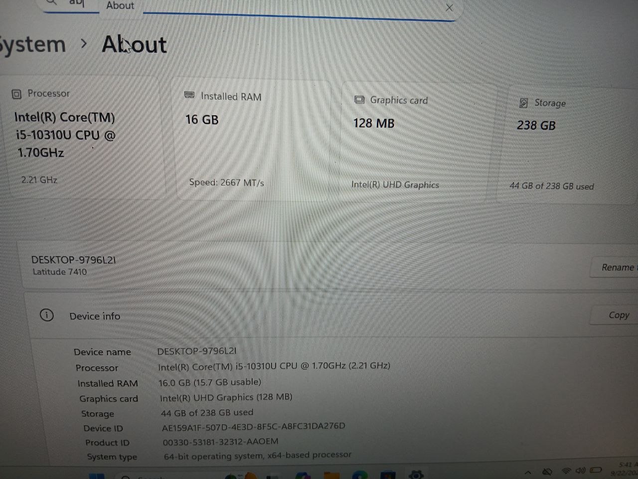Офисный ноутбук Intel Core i5-10310U, 16GB RAM, 256GB SSD, 14" FHD