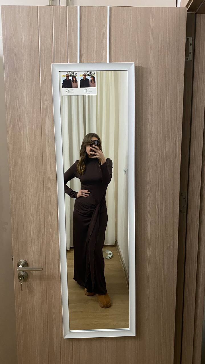 Платье макси шоколадного цвета, размер L–XL