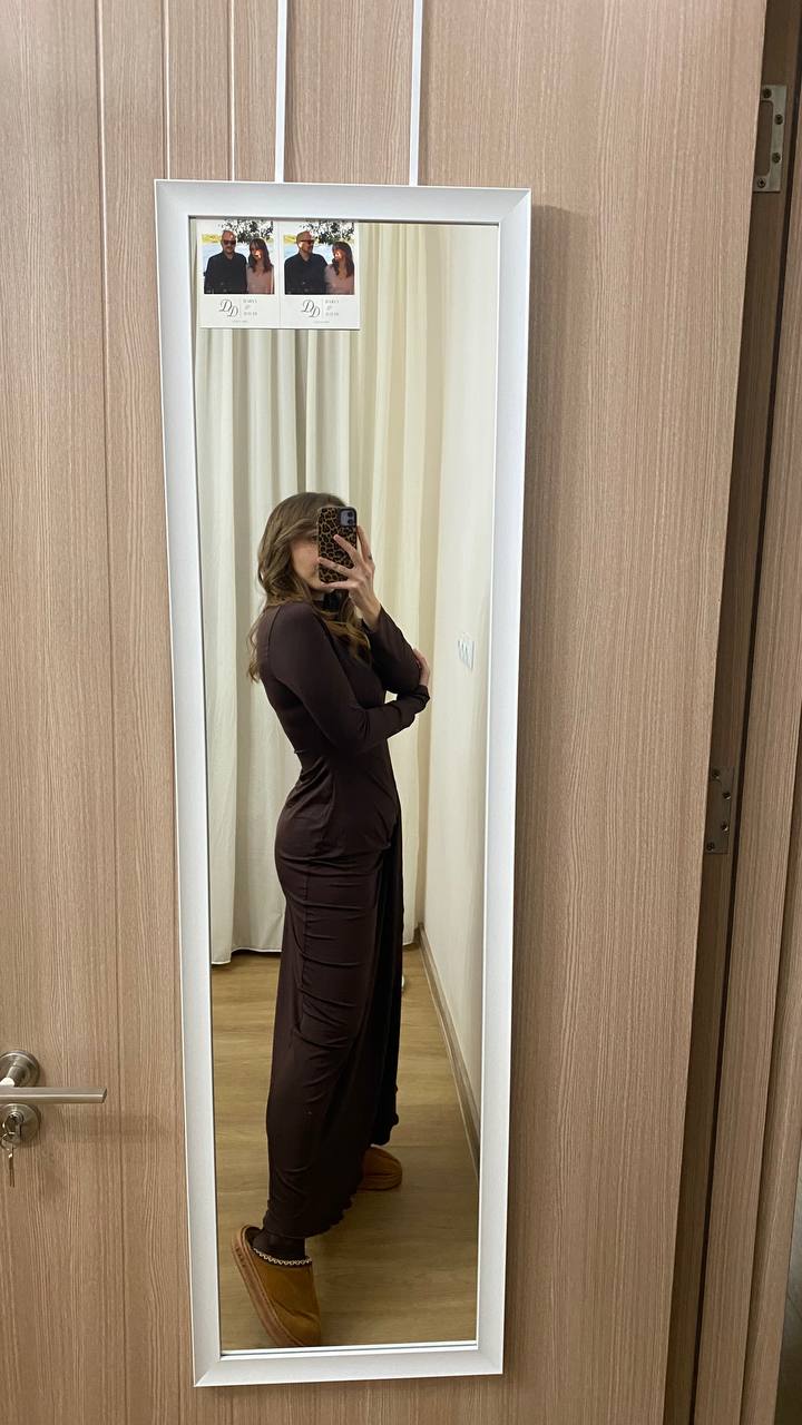 Платье макси шоколадного цвета, размер L–XL