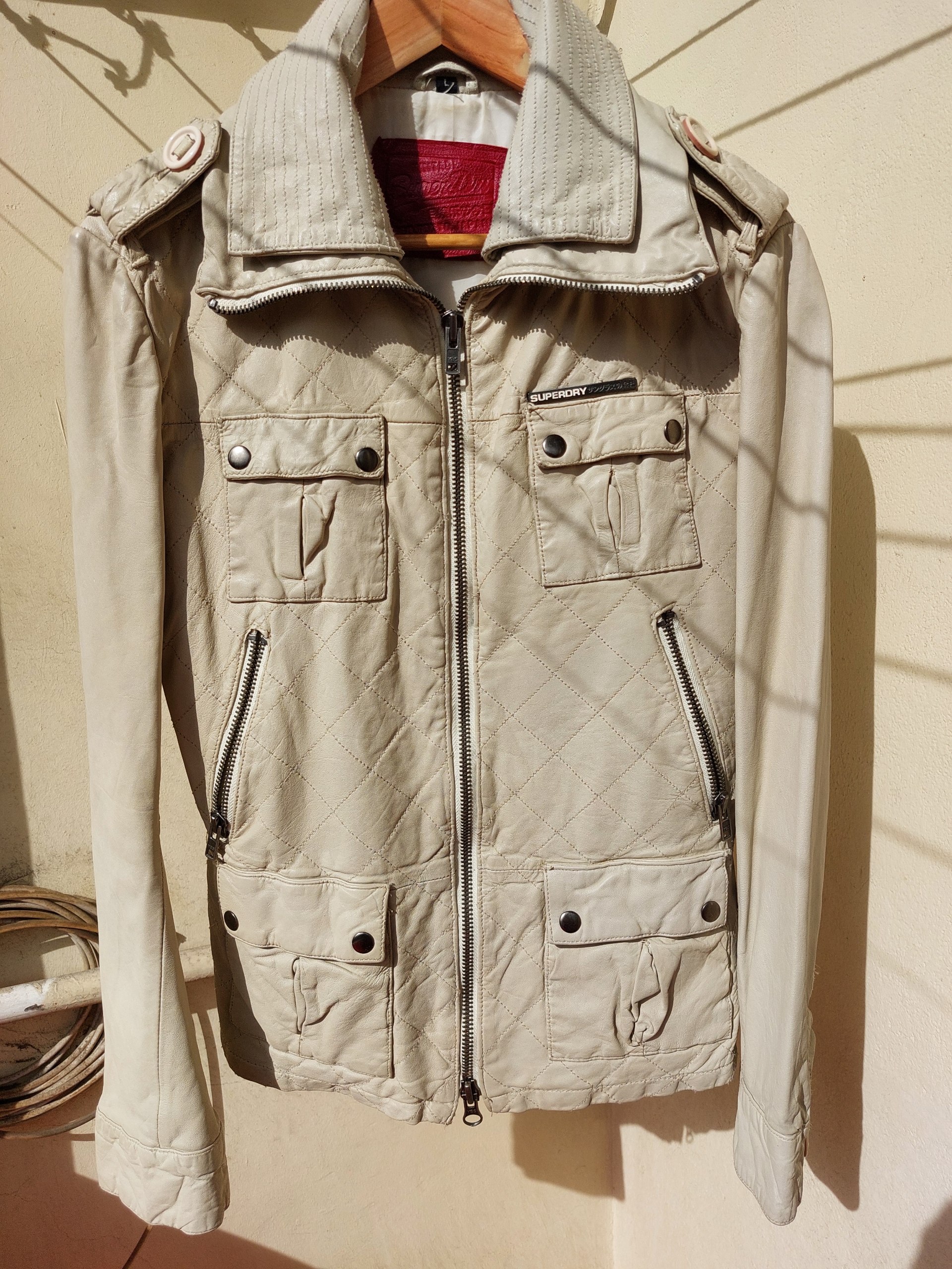 Куртка Superdry из натуральной кожи, размер L