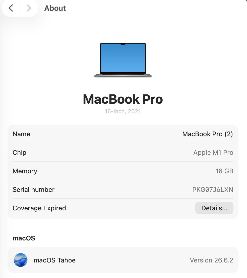 MacBook Pro 16″ M1 Pro, 16 ГБ / SSD 1 ТБ
