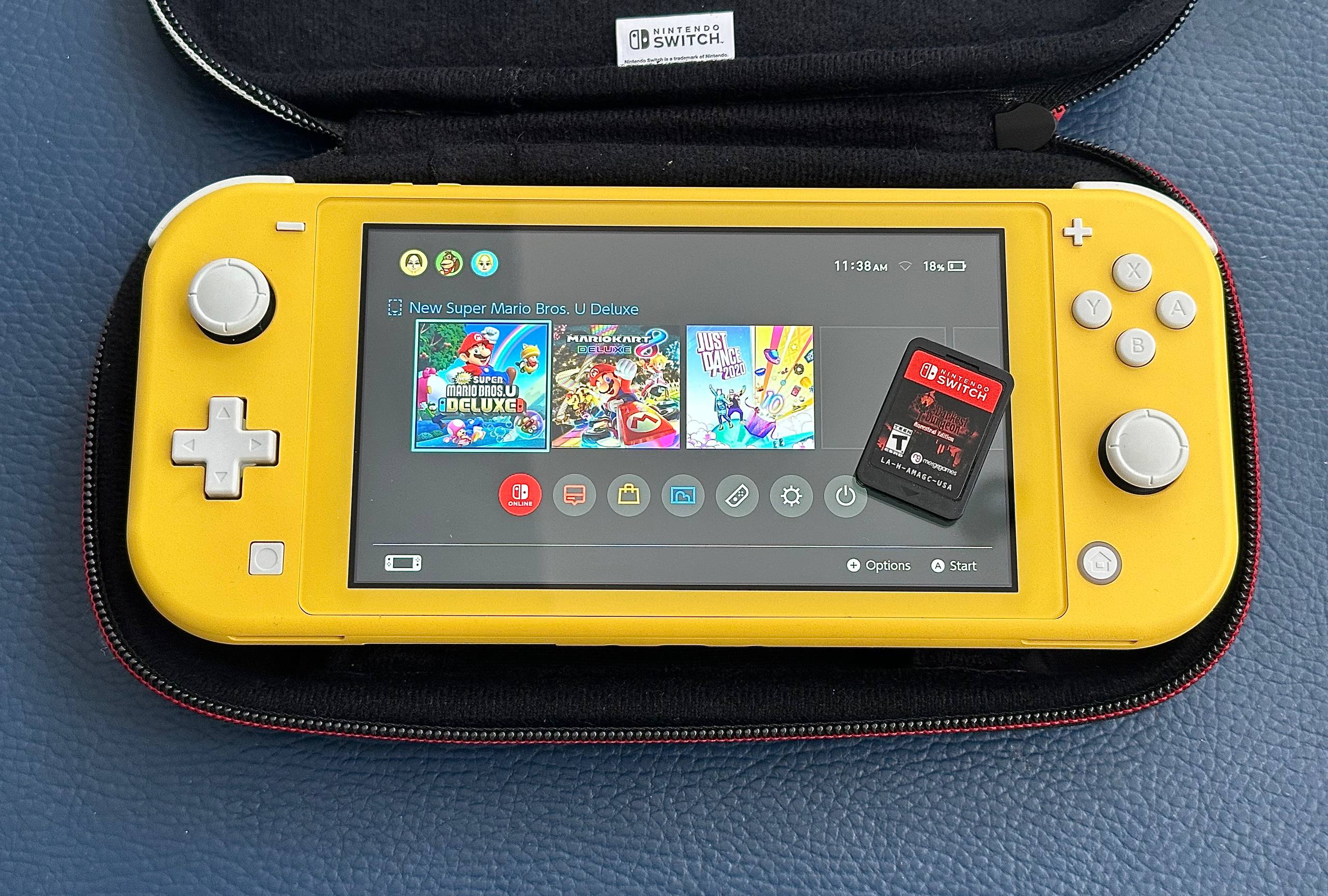 Nintendo Switch Lite с чехлом, картриджем Darkest Dungeon и картой памяти 128 ГБ