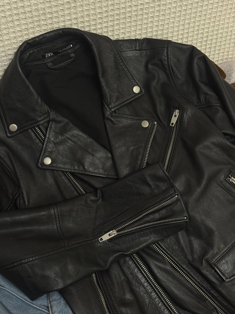 Кожаная куртка Zara оверсайз размер S