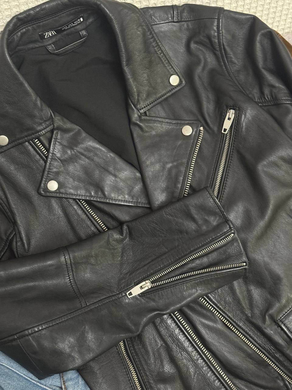Кожаная куртка Zara оверсайз размер S