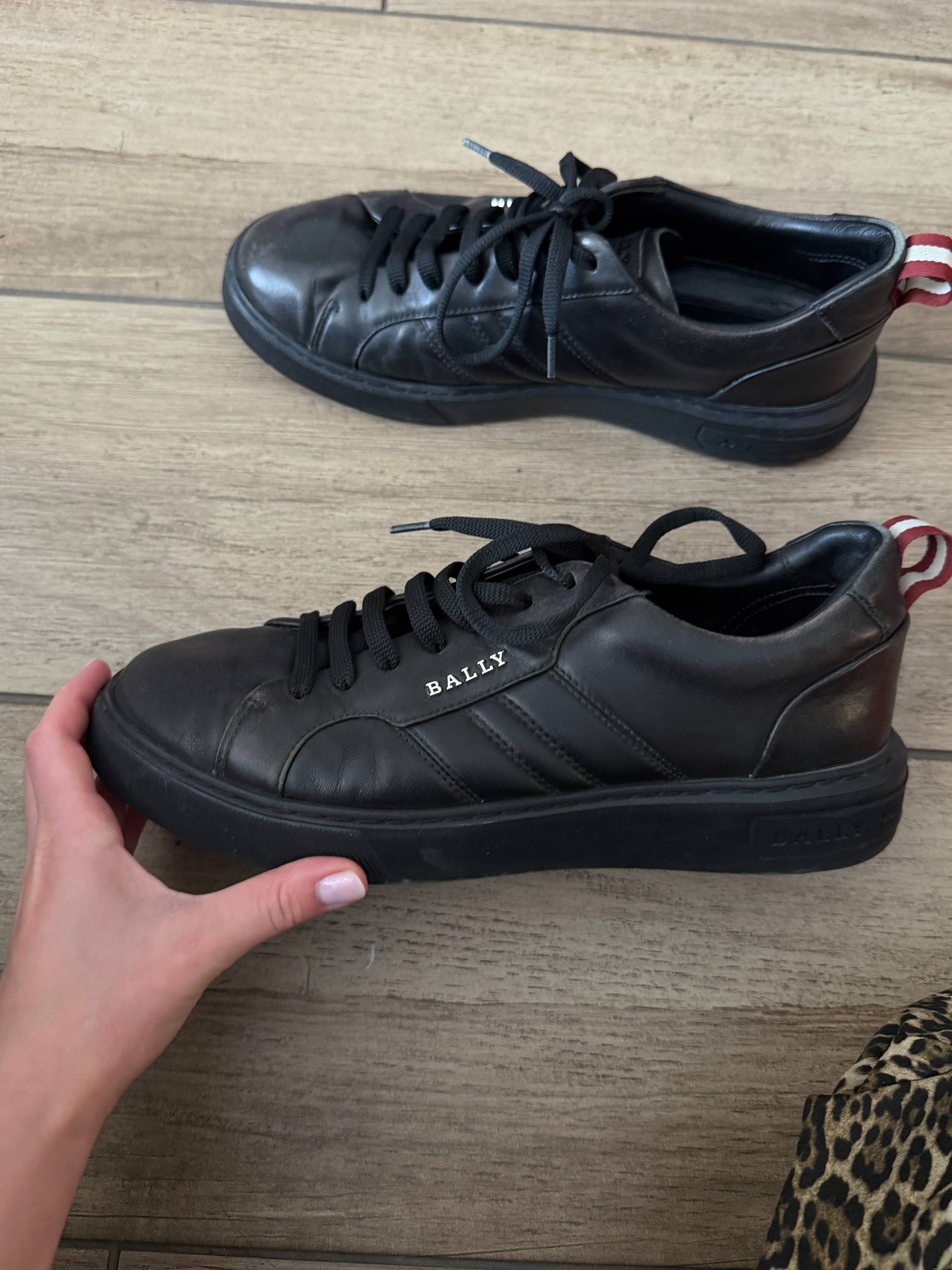 Черные кожаные кеды Bally