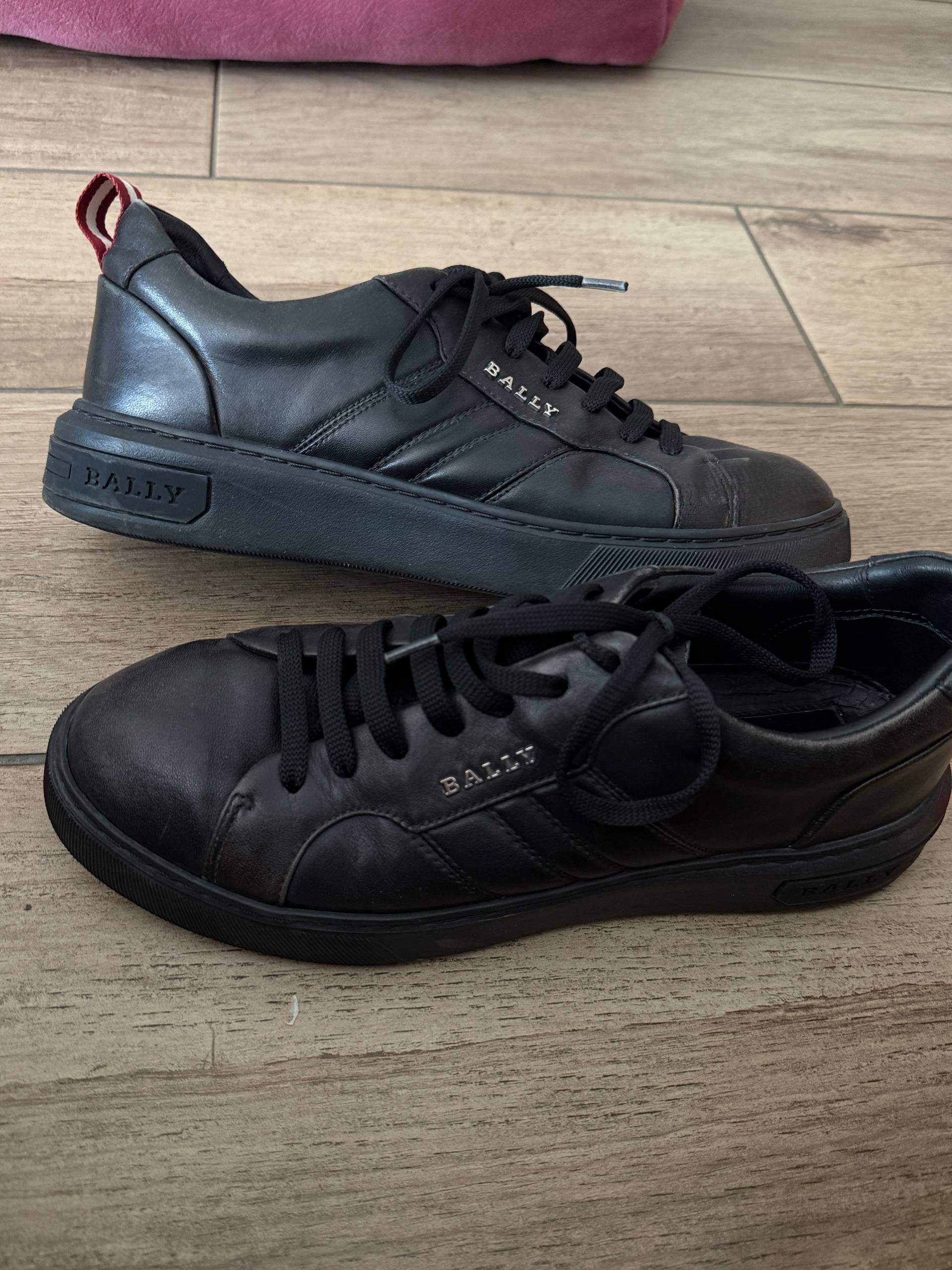 Черные кожаные кеды Bally