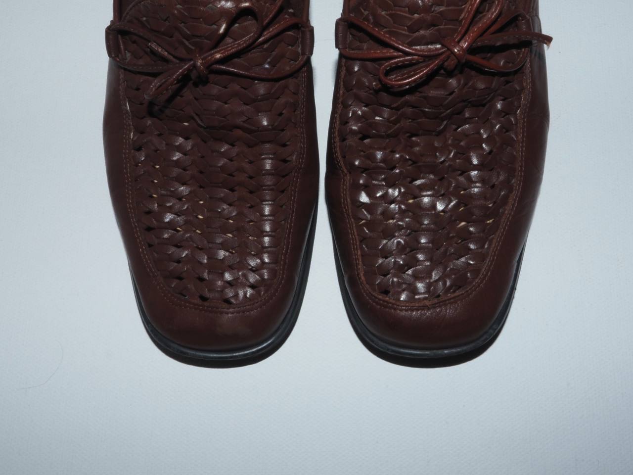 Vintage Brown Woven Leather Mules, размер 38