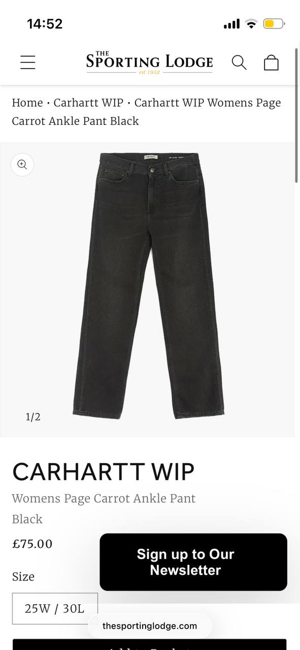 Джинсы женские Carhartt WIP Slim Tapered, размер 25 (XS)