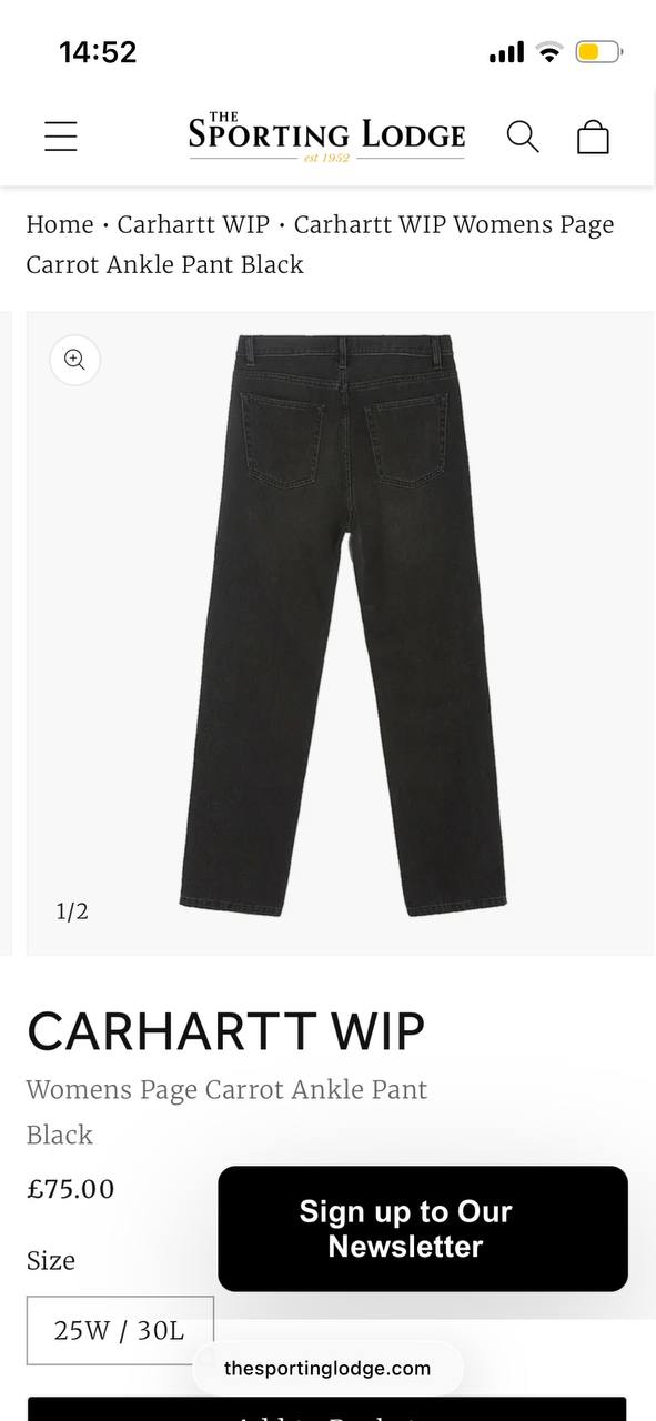 Джинсы женские Carhartt WIP Slim Tapered, размер 25 (XS)