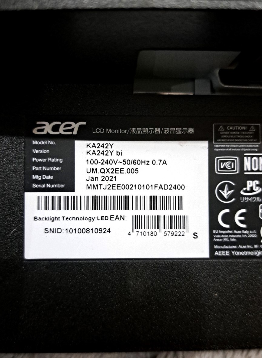 Монитор Acer KA242Y bi 23,8″