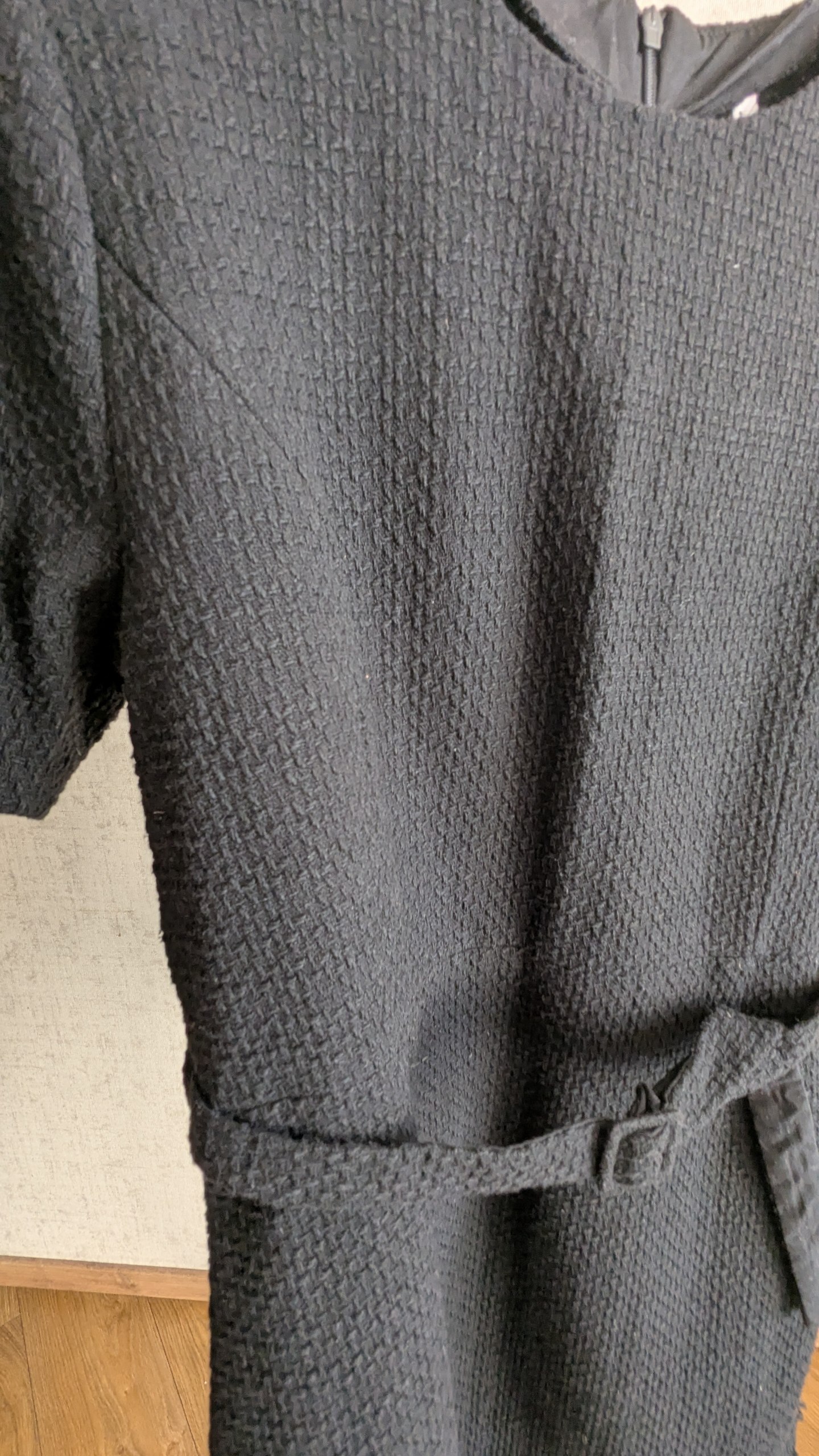 Черное твидовое платье L-XL
