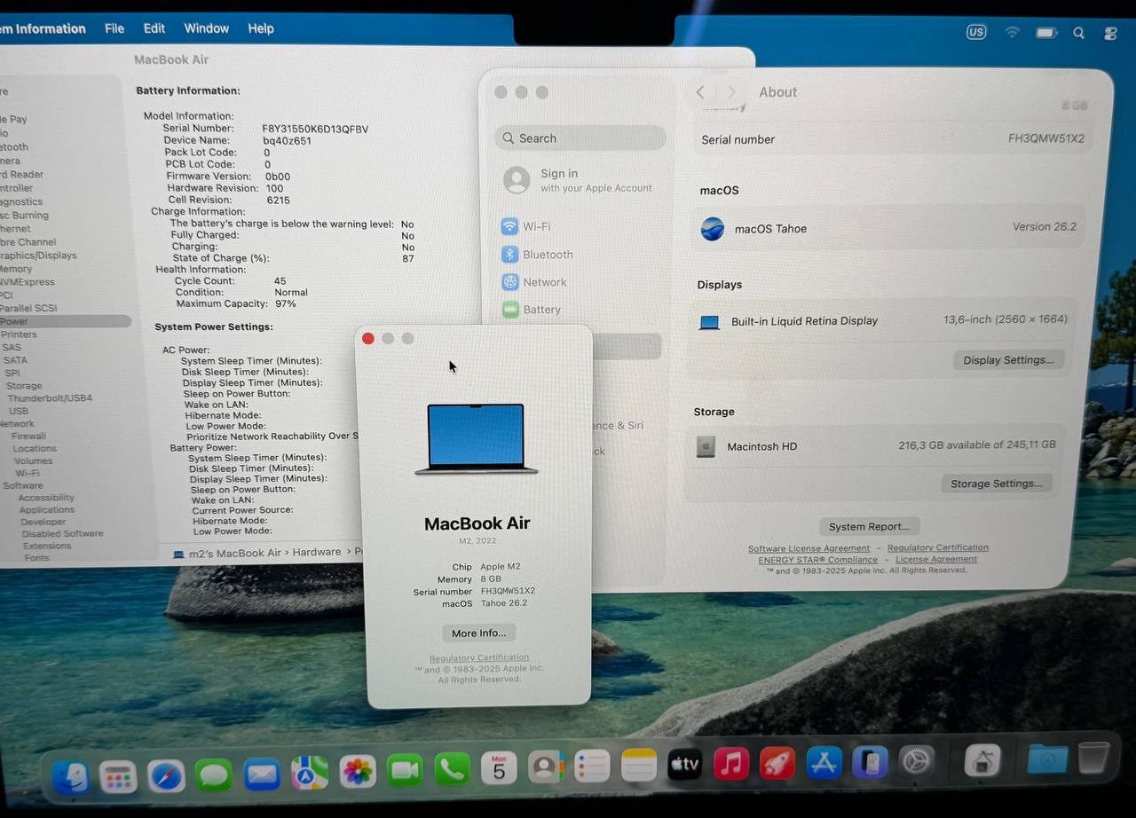 MacBook Air 13.6" (2022) M2 8/256 ГБ