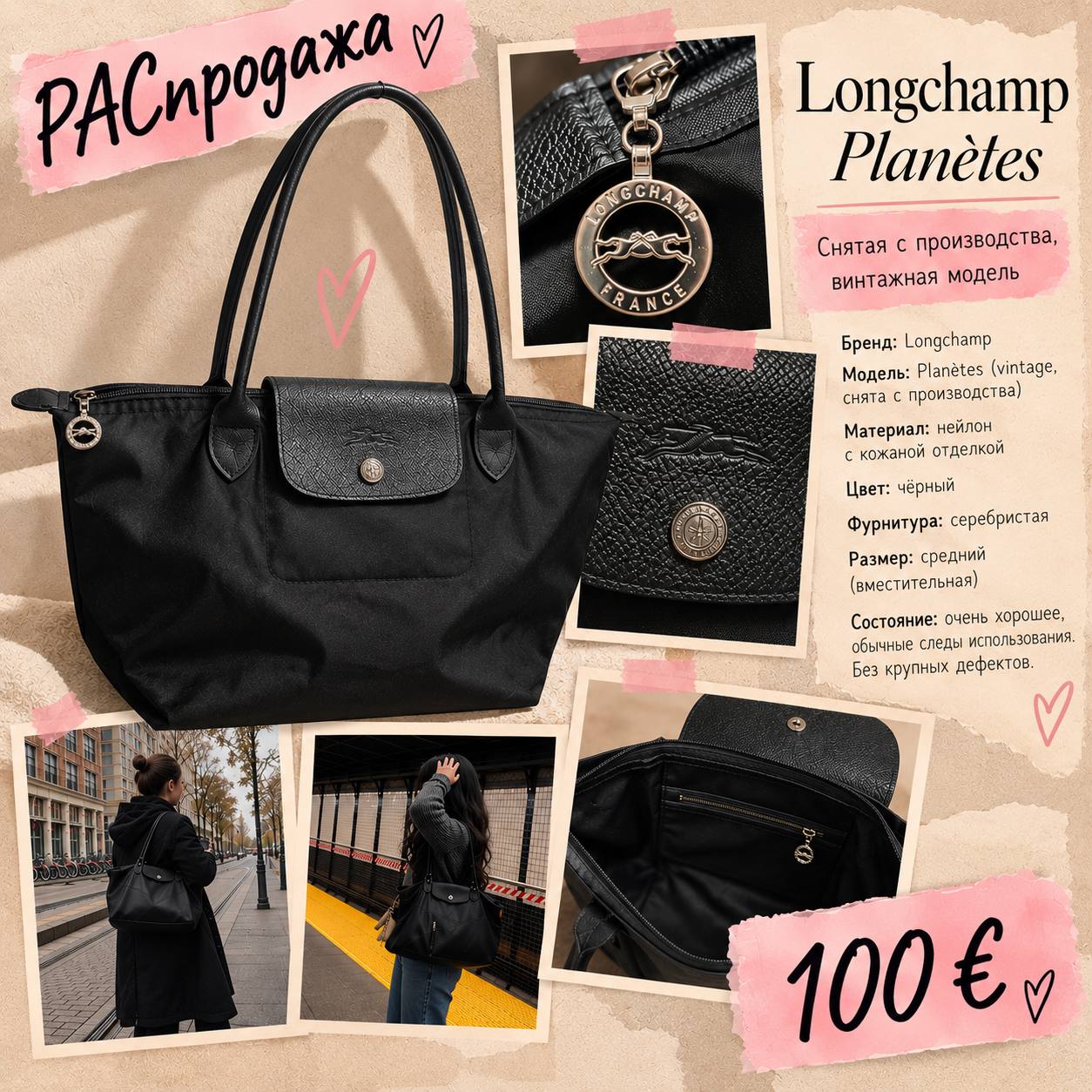 Longchamp Planètes винтажная сумка