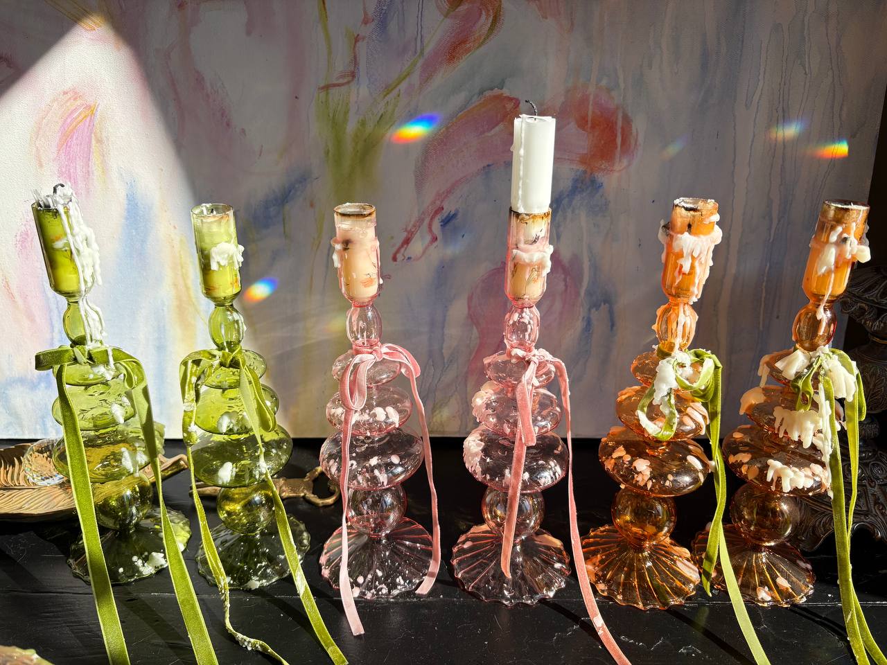 Подсвечники из стекла, 9 шт