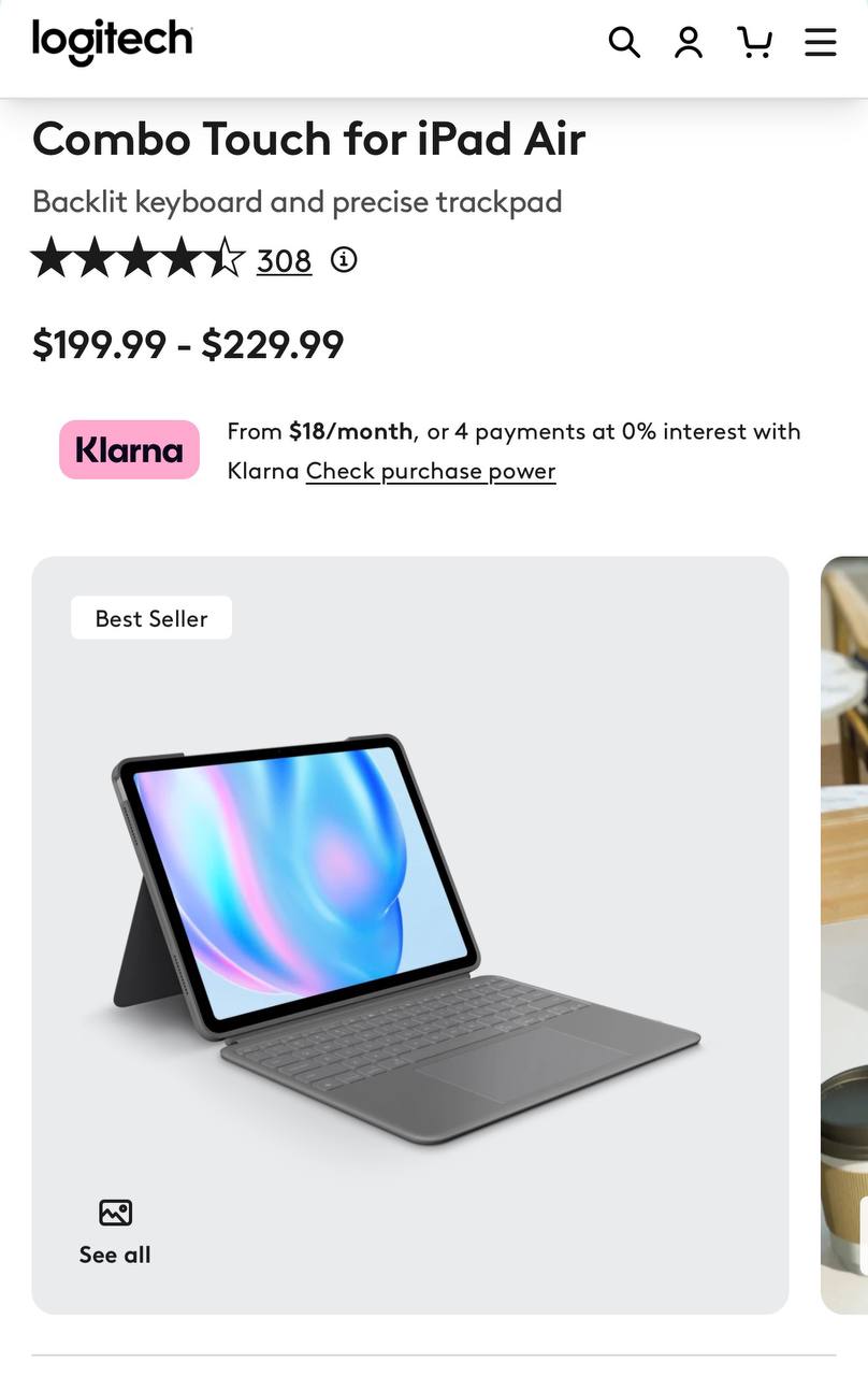 Чехол-клавиатура Logitech Combo Touch для iPad Air 11"