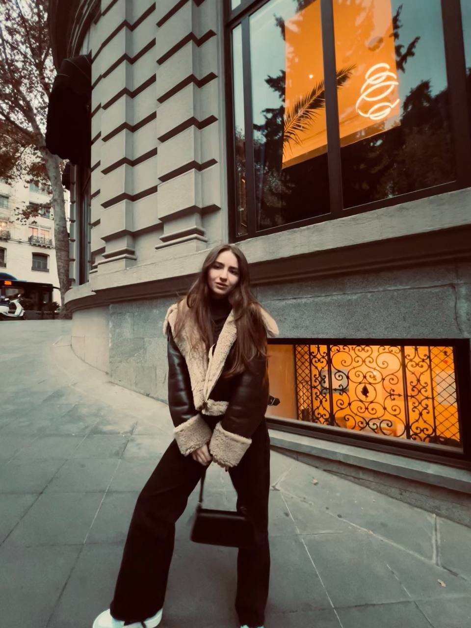 Дубленка Zara из экокожи XS