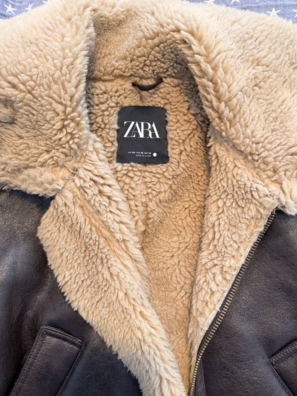 Дубленка Zara из экокожи XS