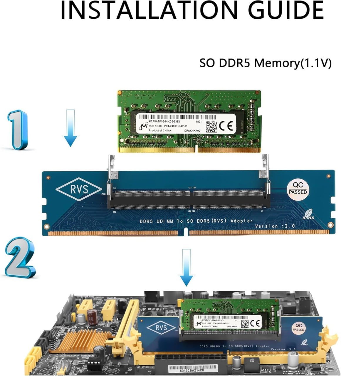 DDR5 DIMM to SODIMM адаптер