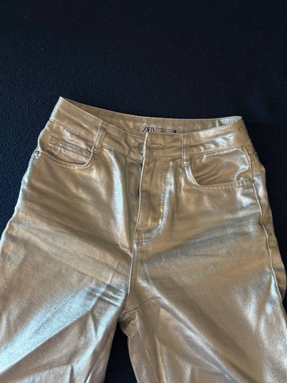 Джинсы Zara серебристые, размер S