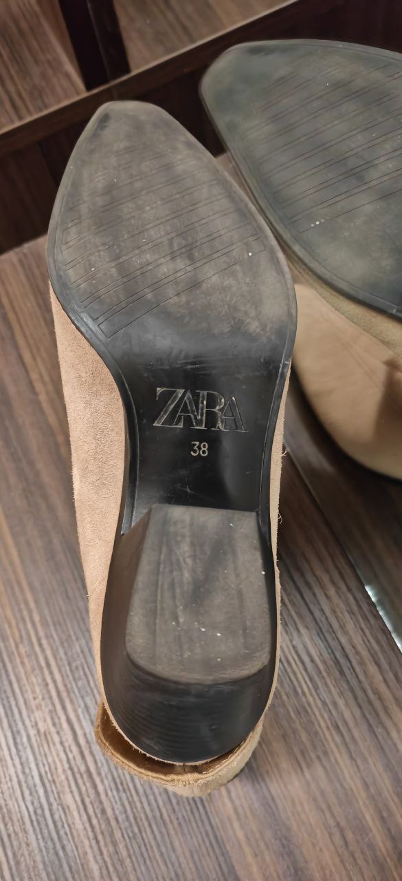 Замшевые мокасины Zara с вышивкой бисером, размер 39