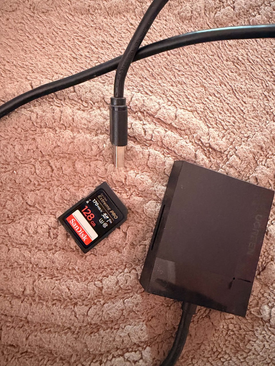 SanDisk Extreme PRO 128GB + кардридер Lexar USB-C (комплект)
