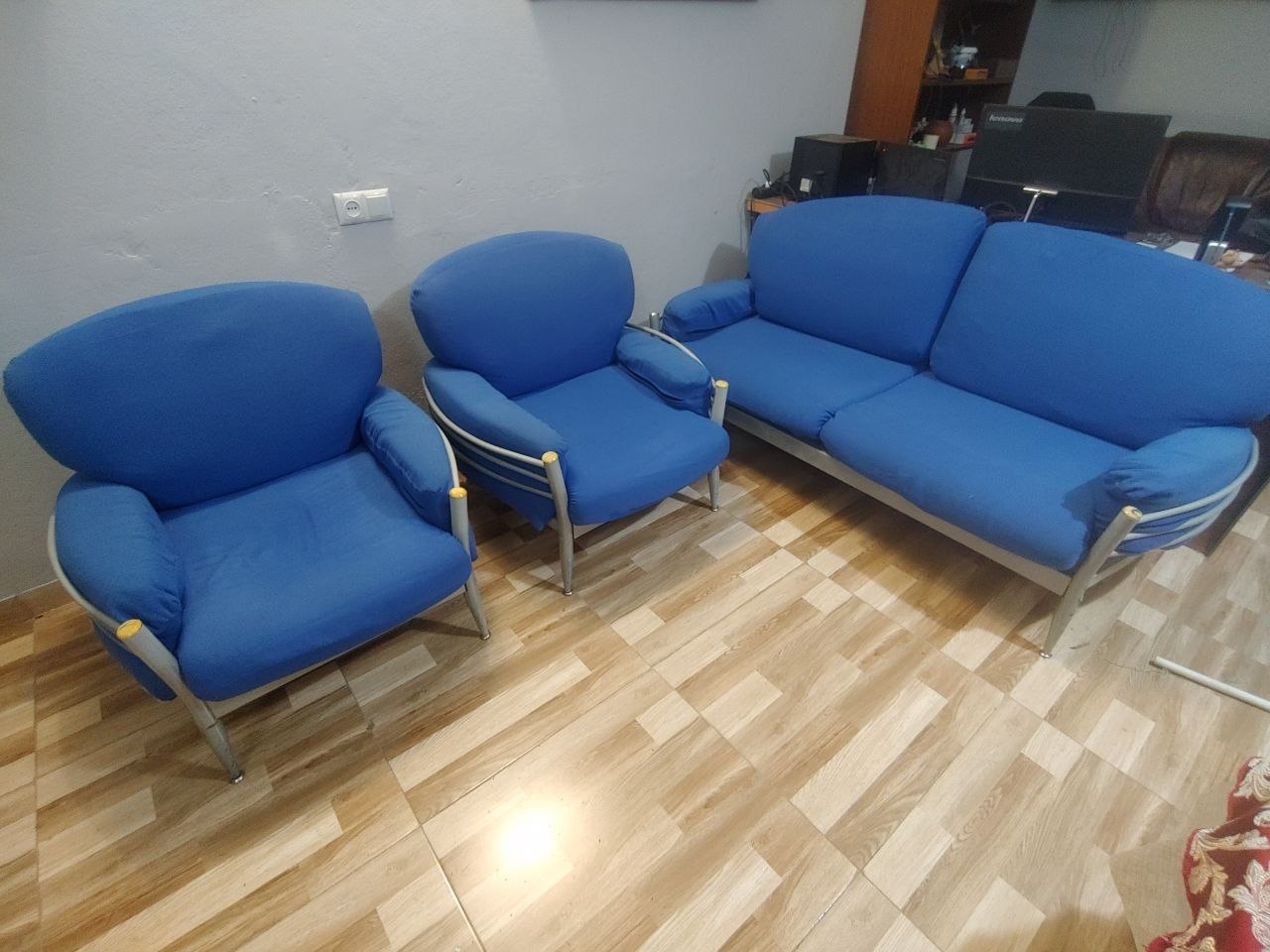 Диван и 2 кресла синие