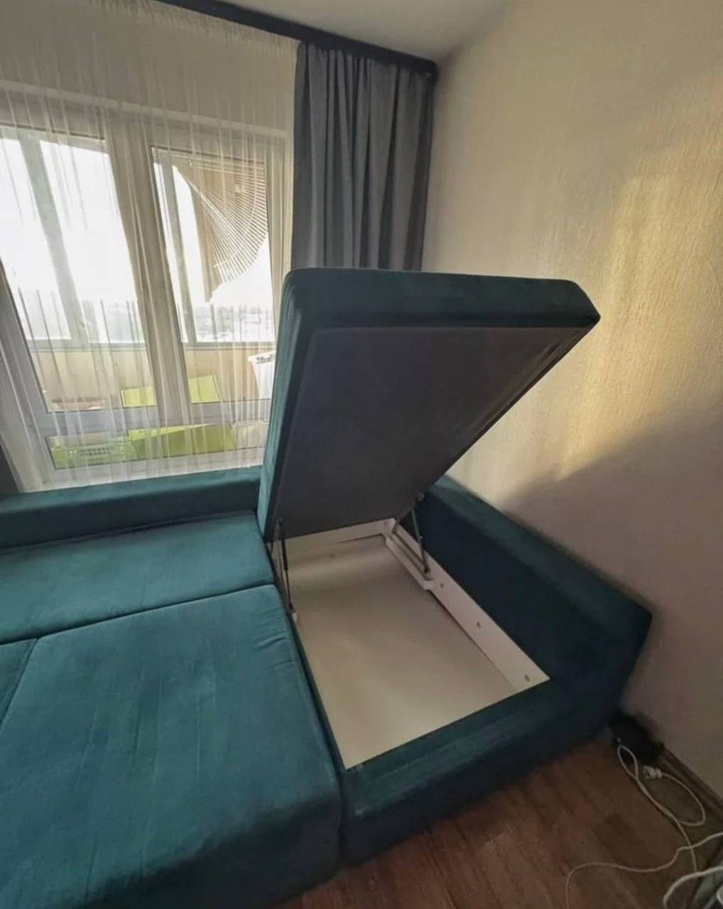 Угловой диван бирюзовый 297x177x90 см