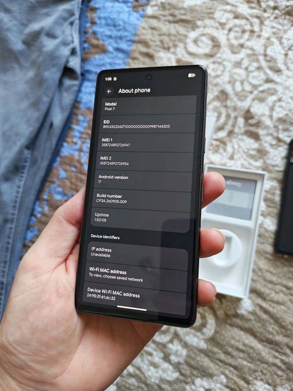 Google Pixel 7, разблокирован OEM, с коробкой и чехлом