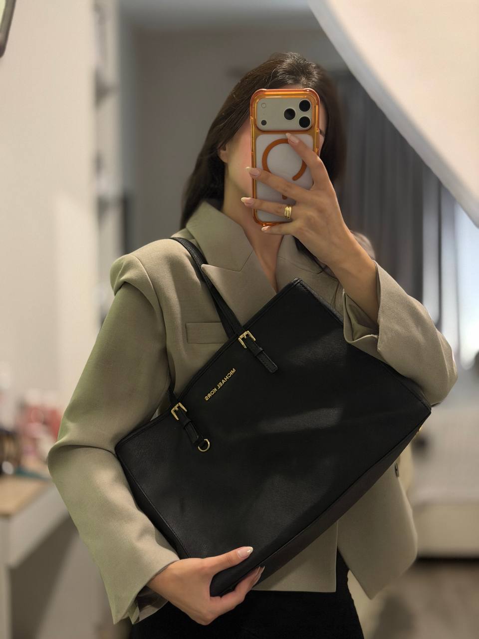 Michael Kors Jet Set Large сумка-тоут из кожи Saffiano