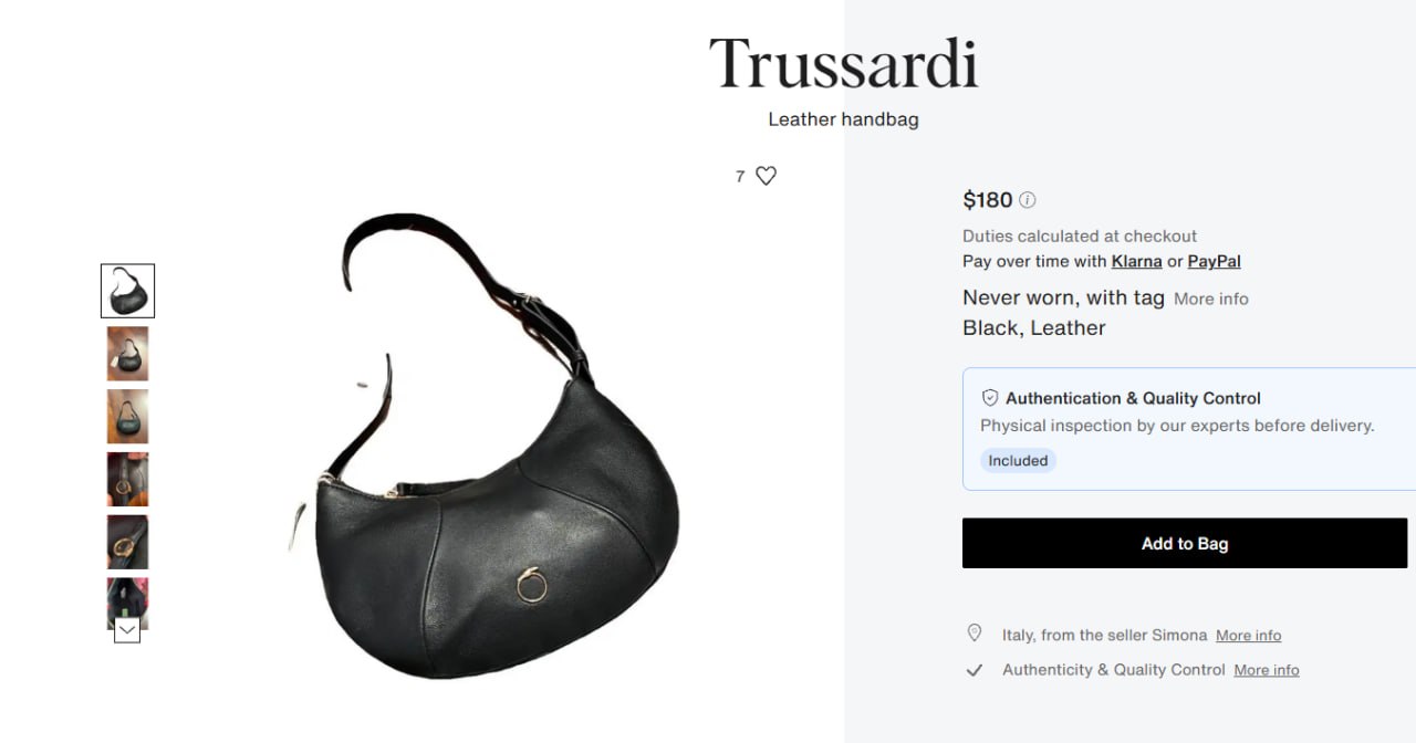 Сумка Trussardi из натуральной кожи, черная