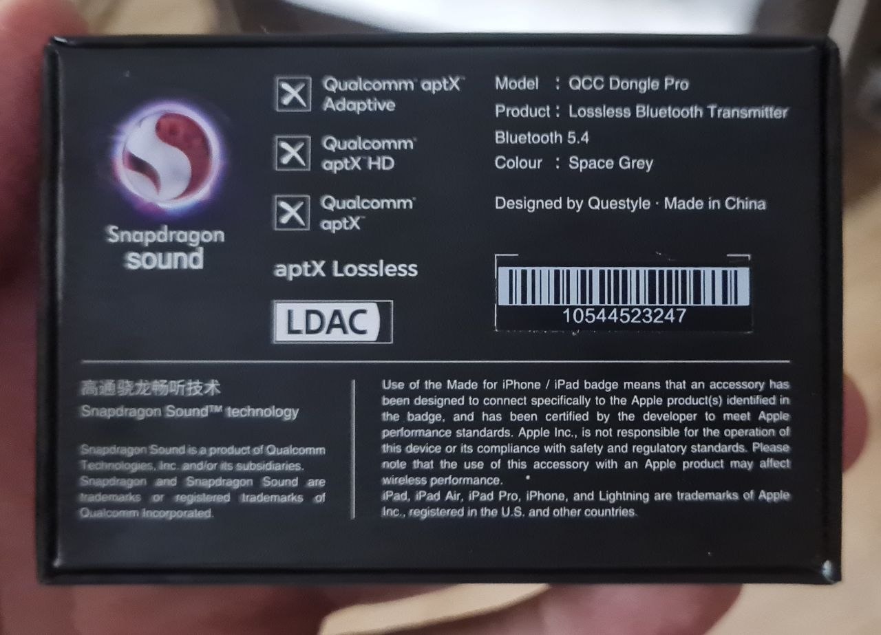 Блютуз аудио передатчик Questyle QCC Dongle Pro