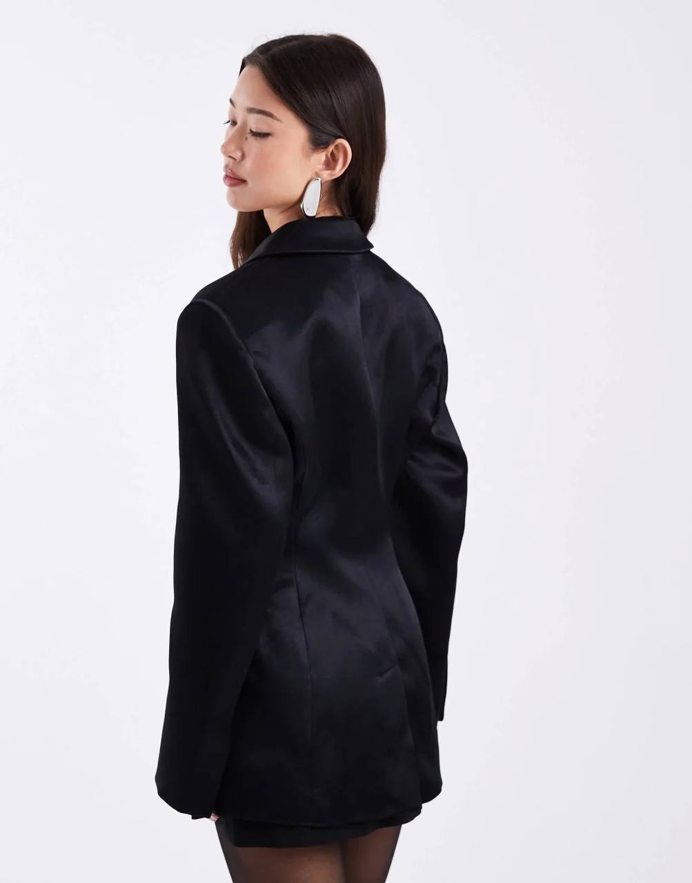 ASOS чёрный сатиновый жакет EU 38 (S/M)