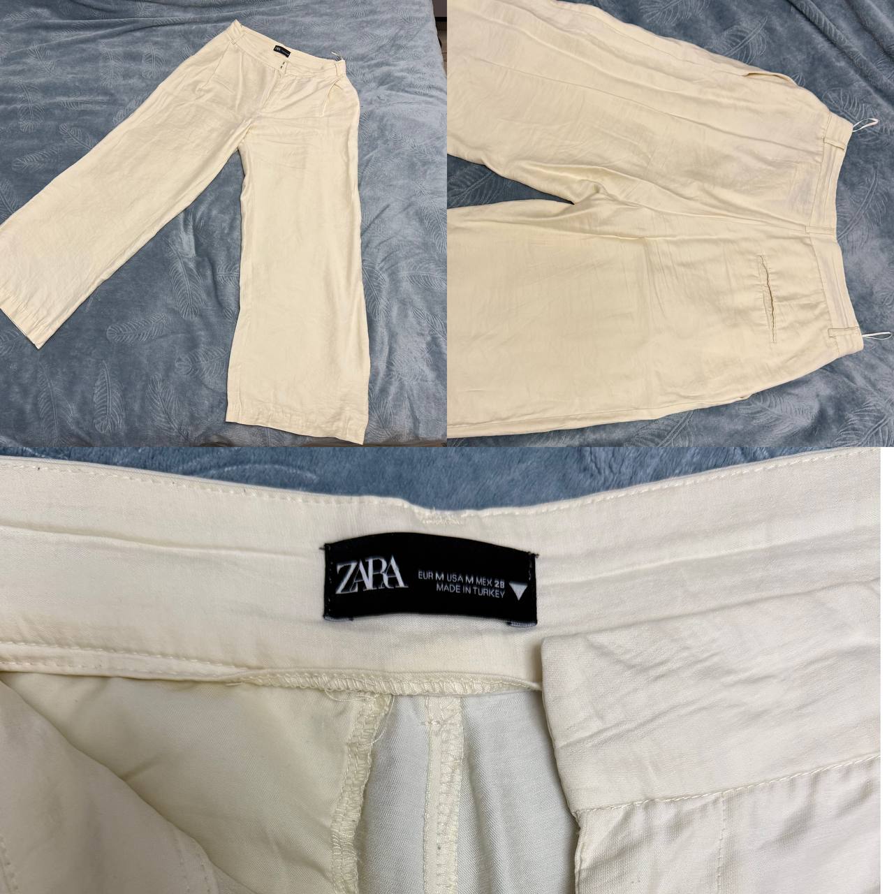 Широкие брюки ZARA из смесового хлопка, размер M
