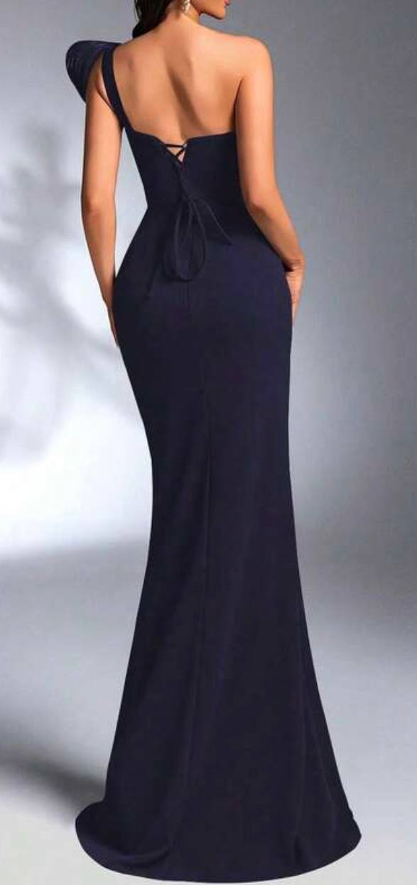 Вечернее платье IBTRLY Navy Blue макси с открытой спиной