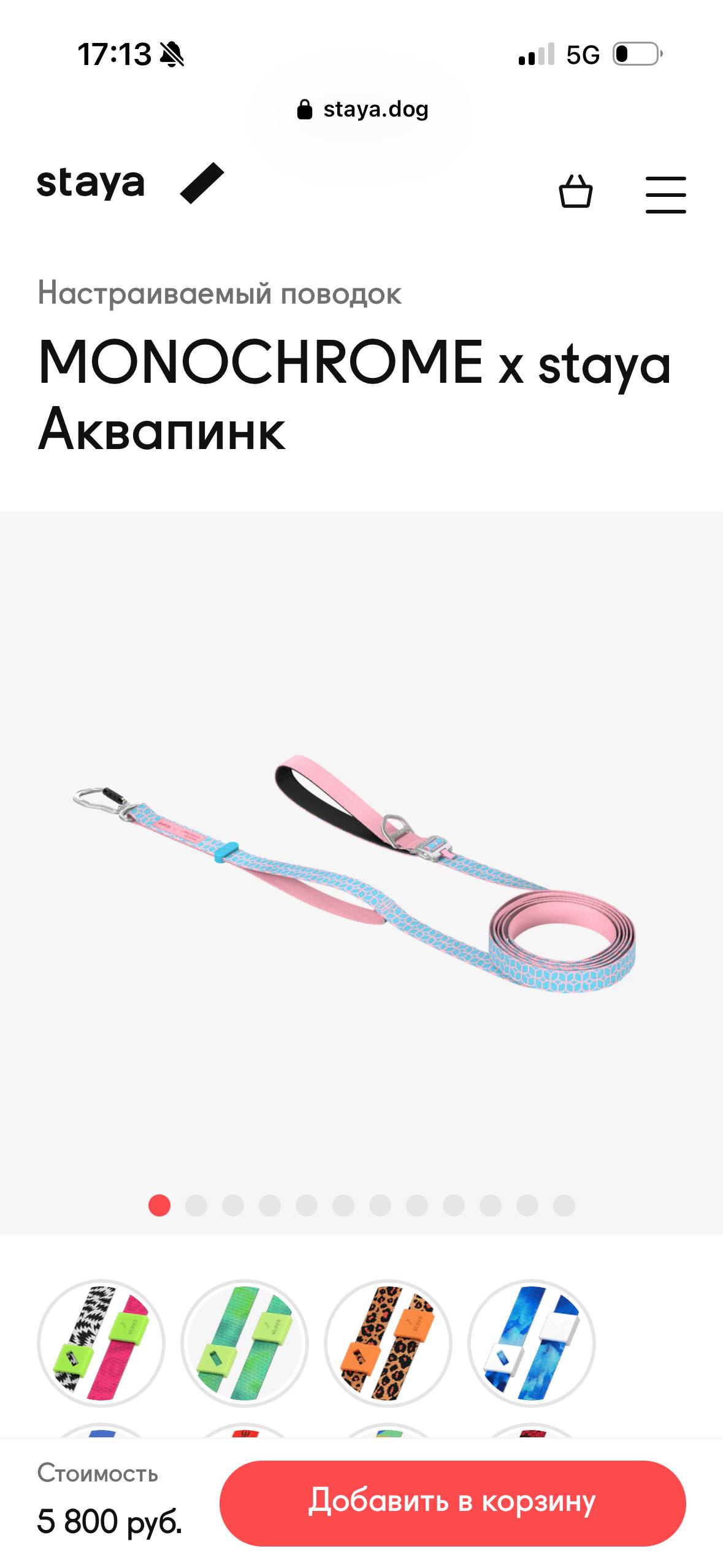 Шлейка Staya x Monochrome размер S + поводок 3 м