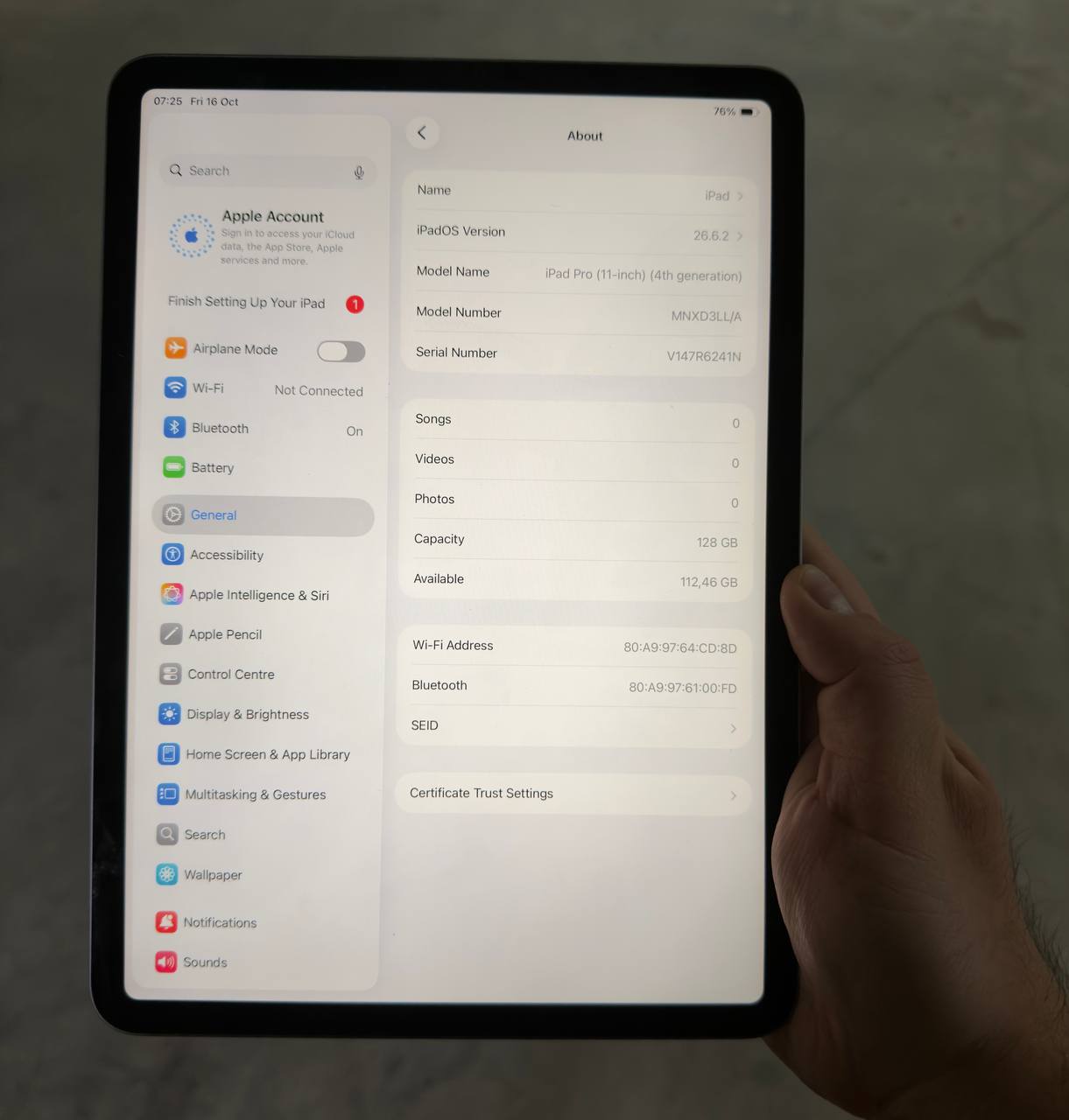 Apple iPad Pro 11 2022 4th Gen 128GB Wi-Fi Space Grey