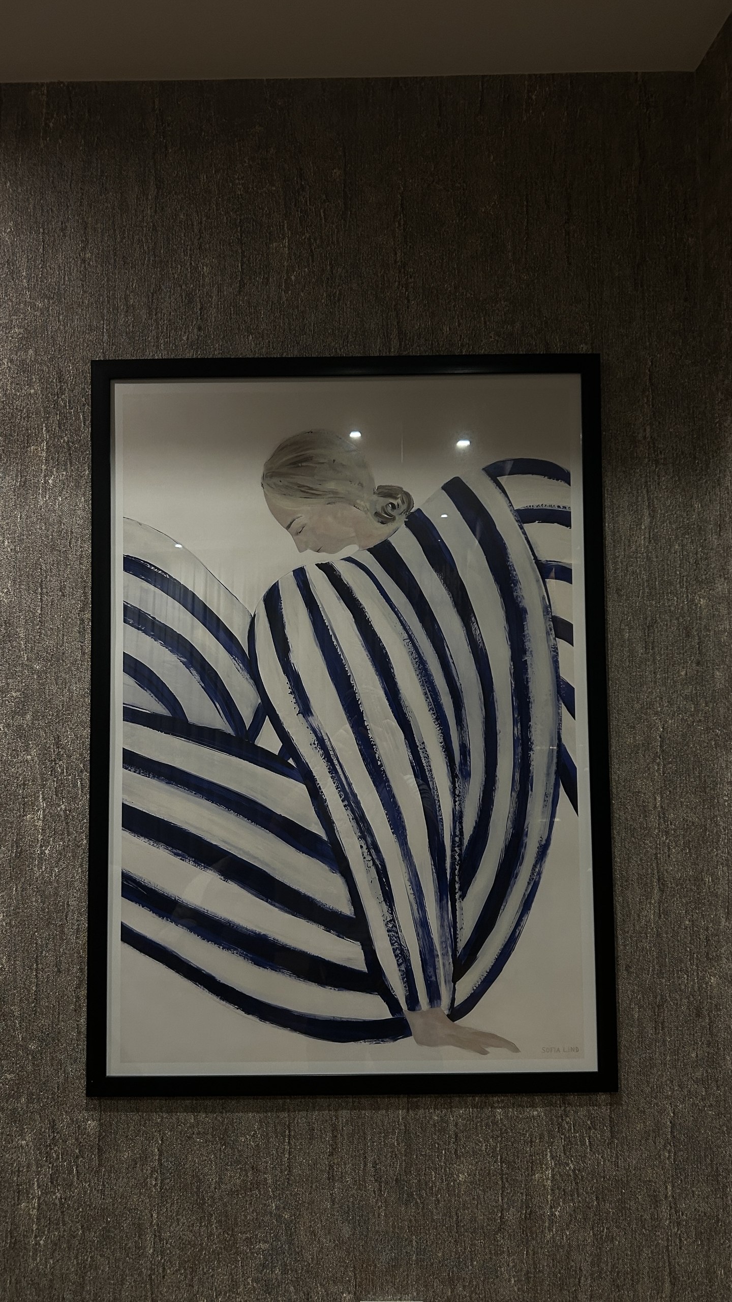 Интерьерный постер Sofia Lind «Blue Stripe» в черной раме
