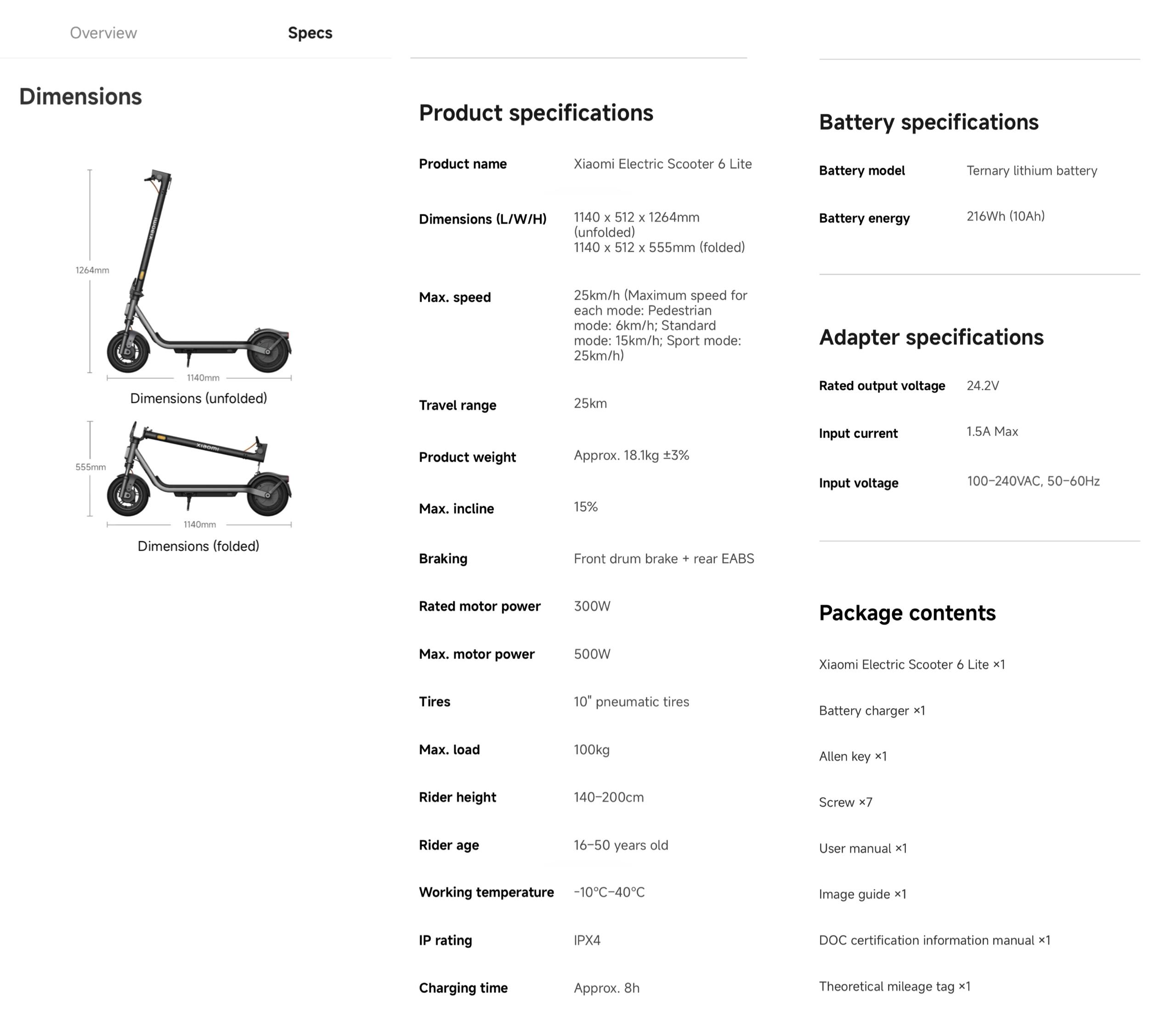 Xiaomi Electric Scooter 6 Lite