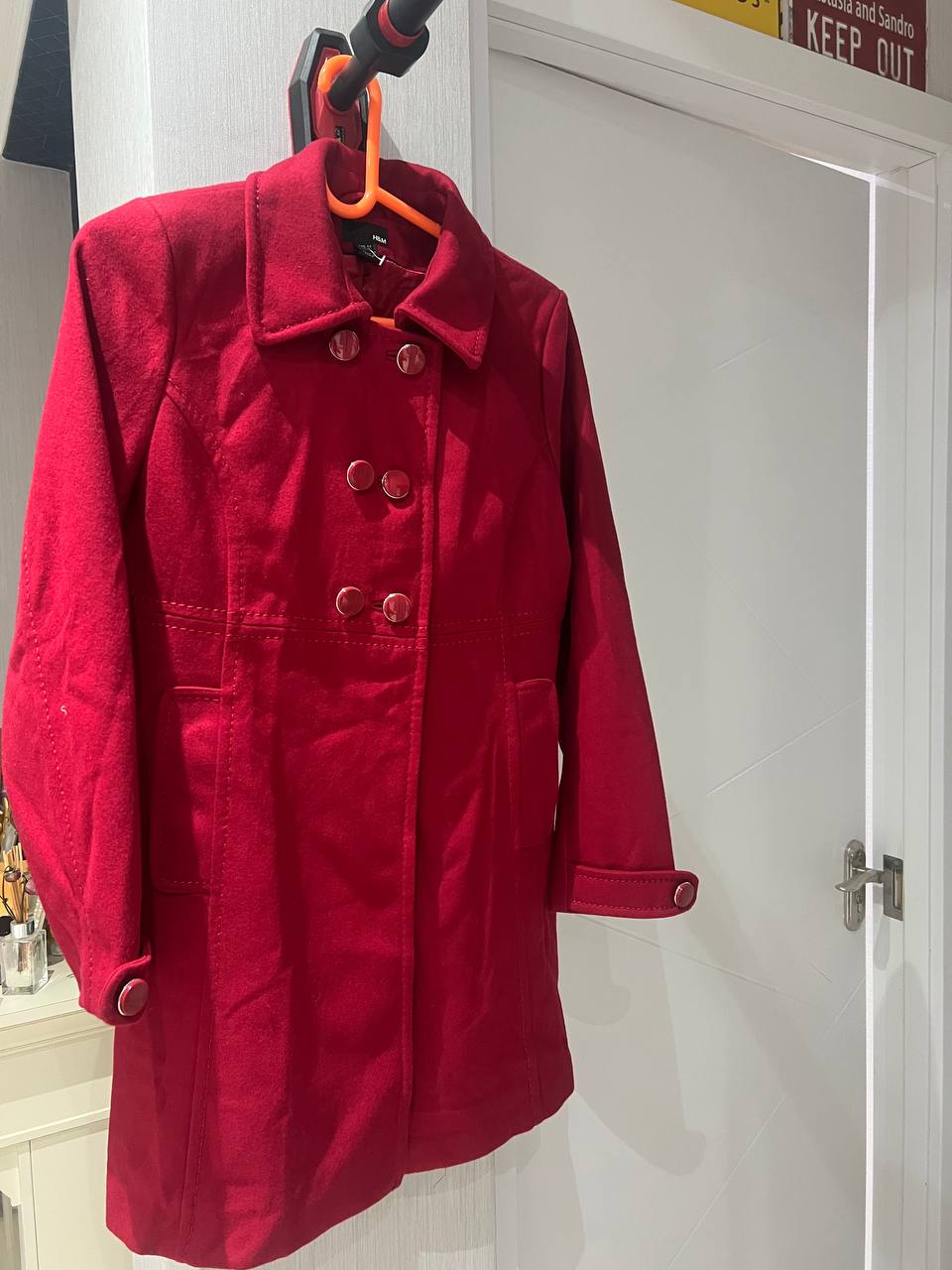 Красное пальто H&M размер 42 (M/L)