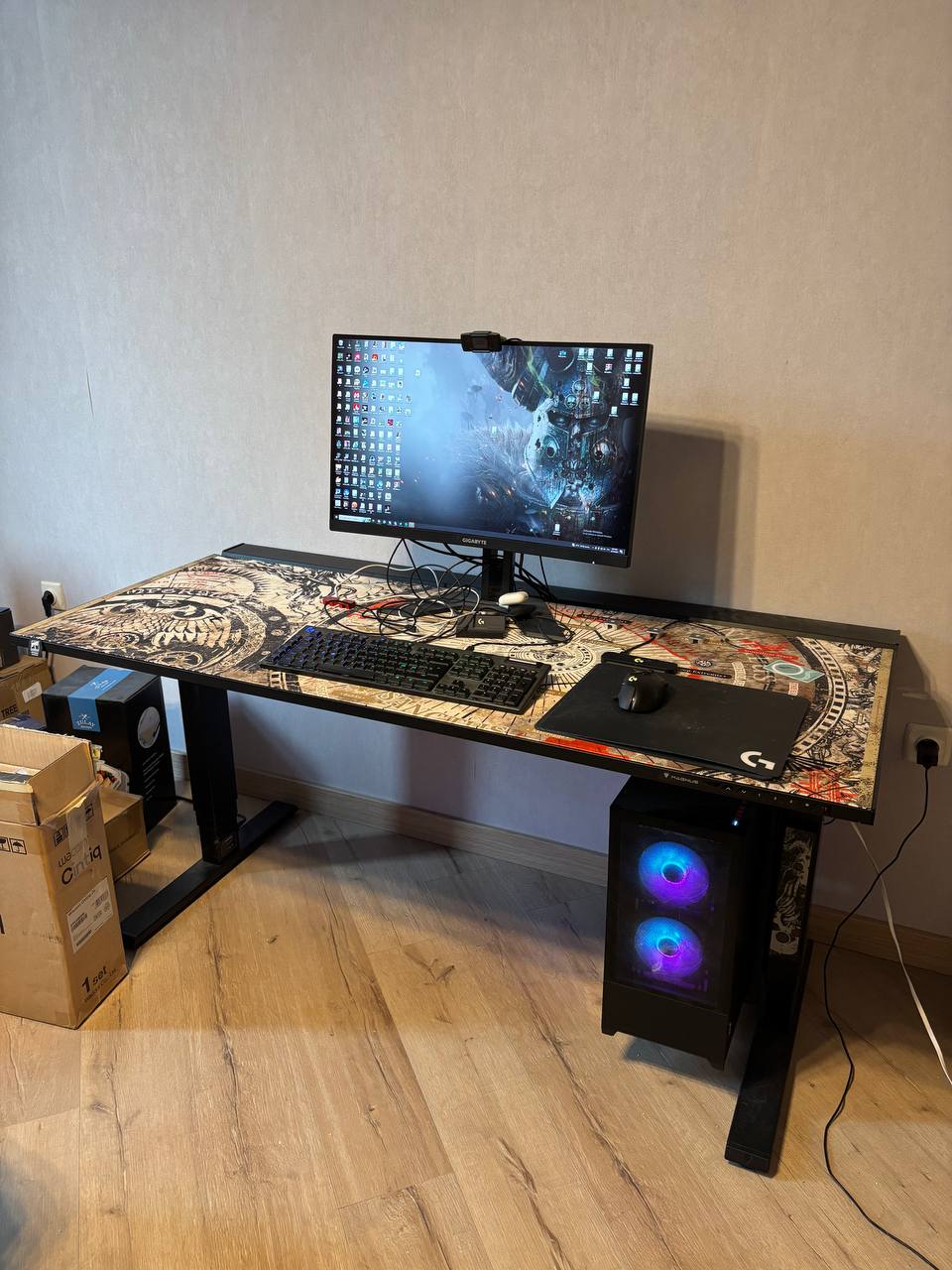 Телескопический стол Secret Lab Magnus Black 150см с ковром Warhammer и комплект
