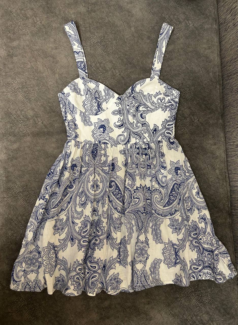 Хлопково-льняное платье Zara, размер S