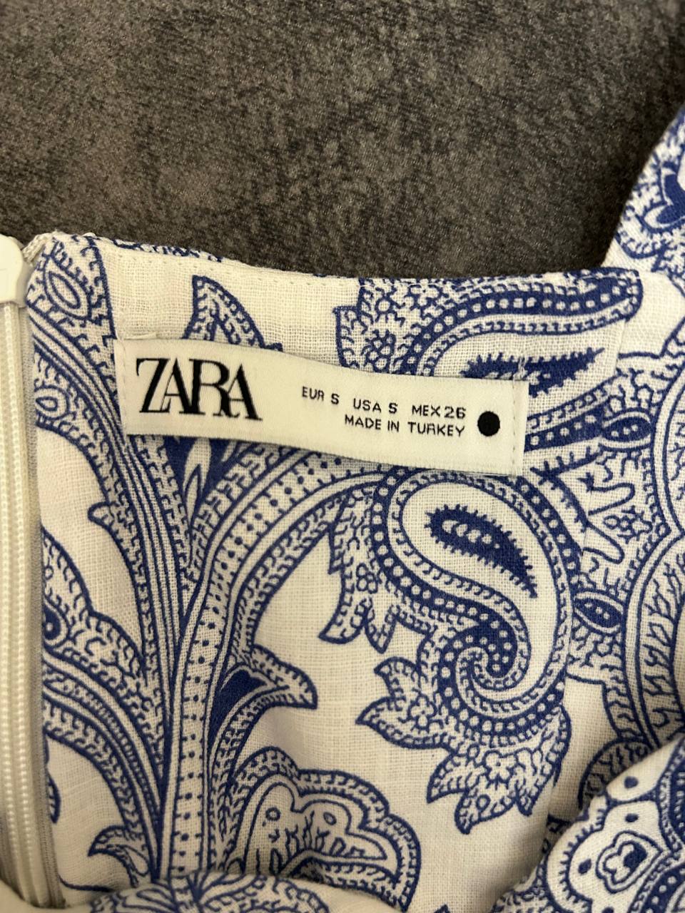 Хлопково-льняное платье Zara, размер S