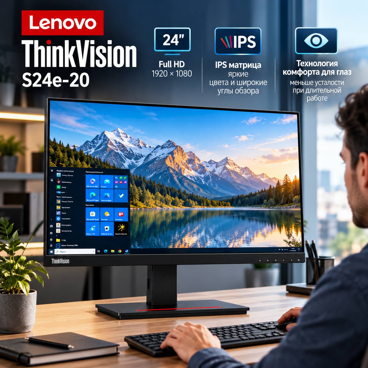 Монитор Lenovo ThinkVision S24e-20