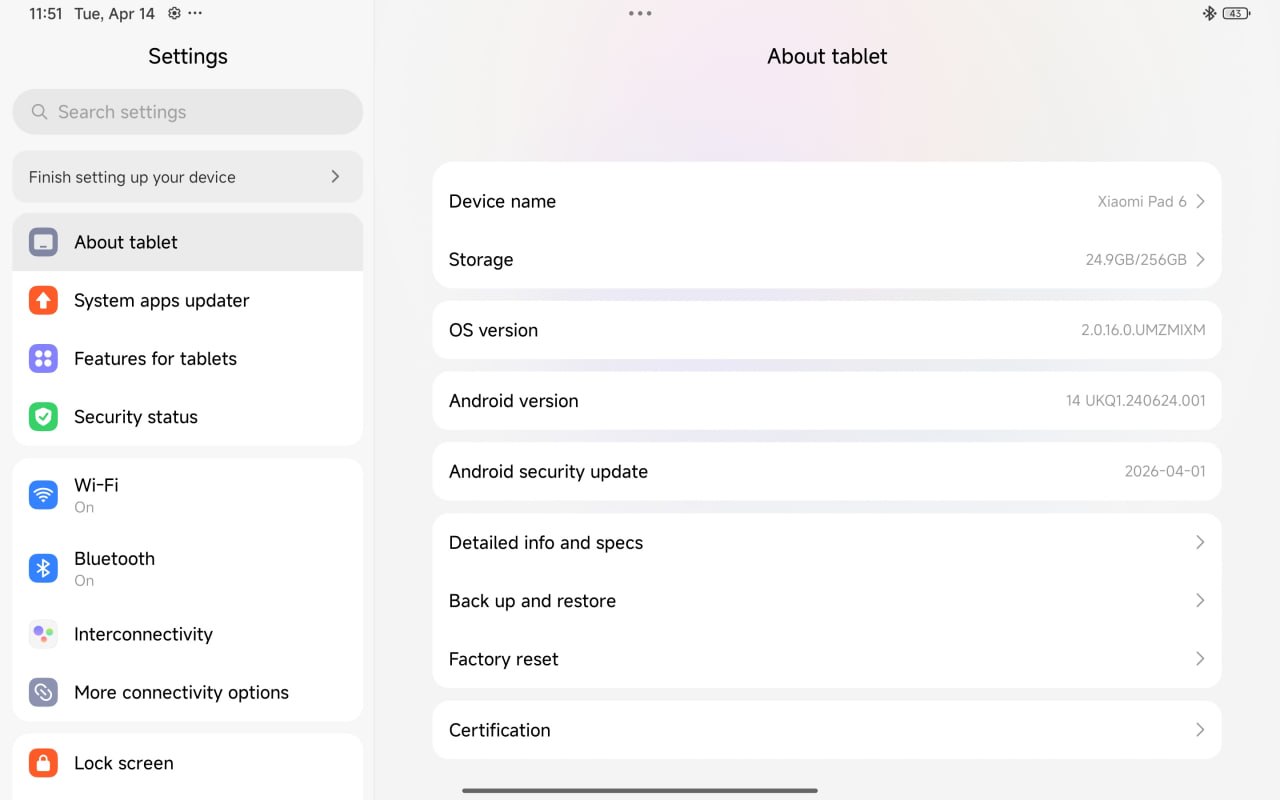 Планшет Xiaomi Pad 6 (8GB/256GB) Wi-Fi с аксессуарами