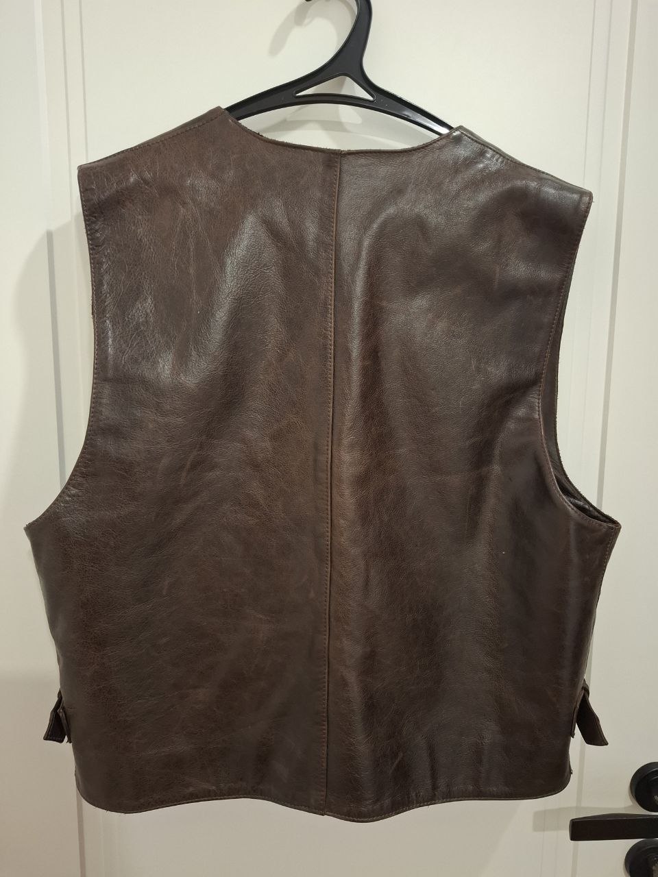 Vintage Leather Utility Vest / ტყავის ჟილეტი / кожаный жилет, размер L